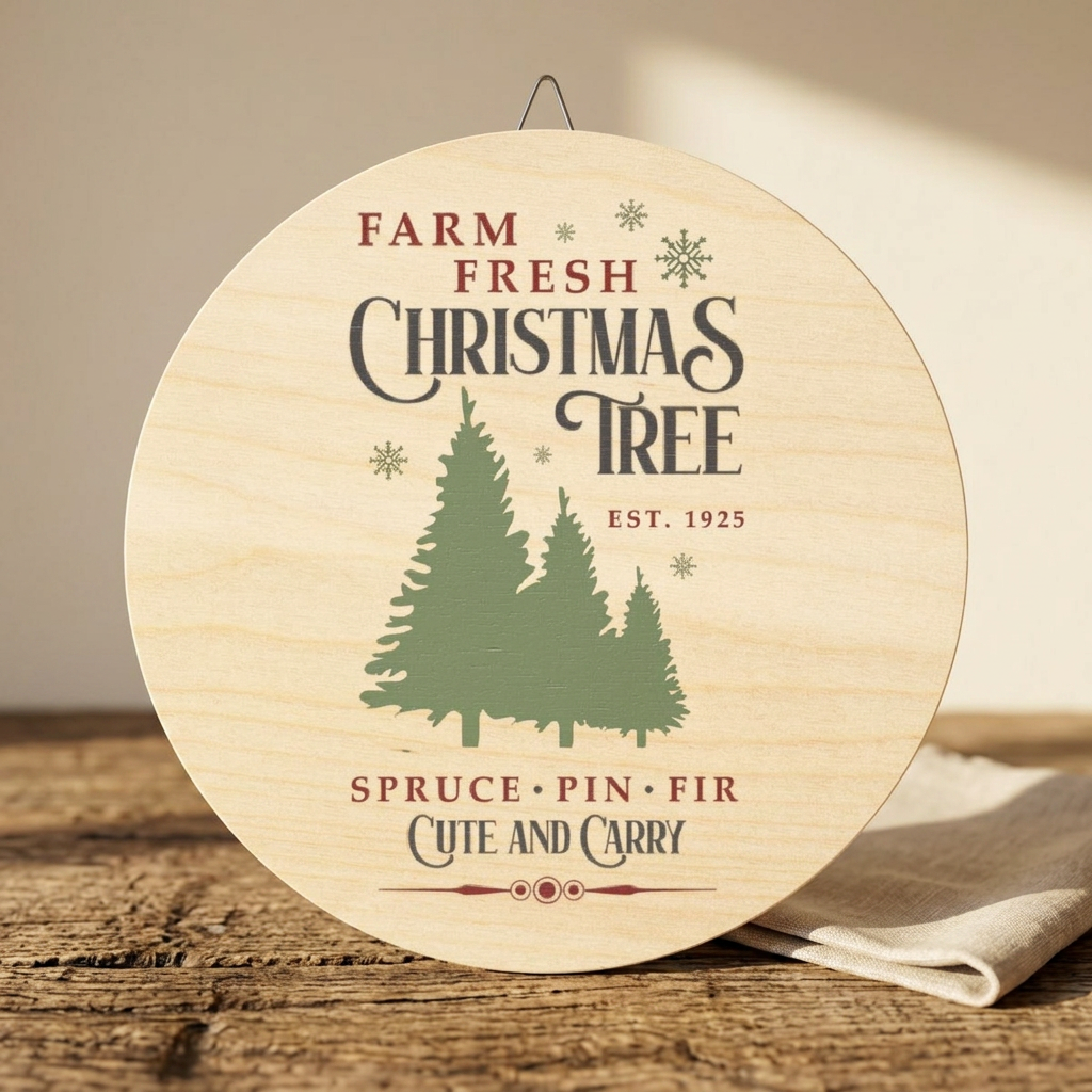 Christmas Tree Wood Sign Ornament – “Farm Fresh Christmas Tree” Rustic Holiday Decor