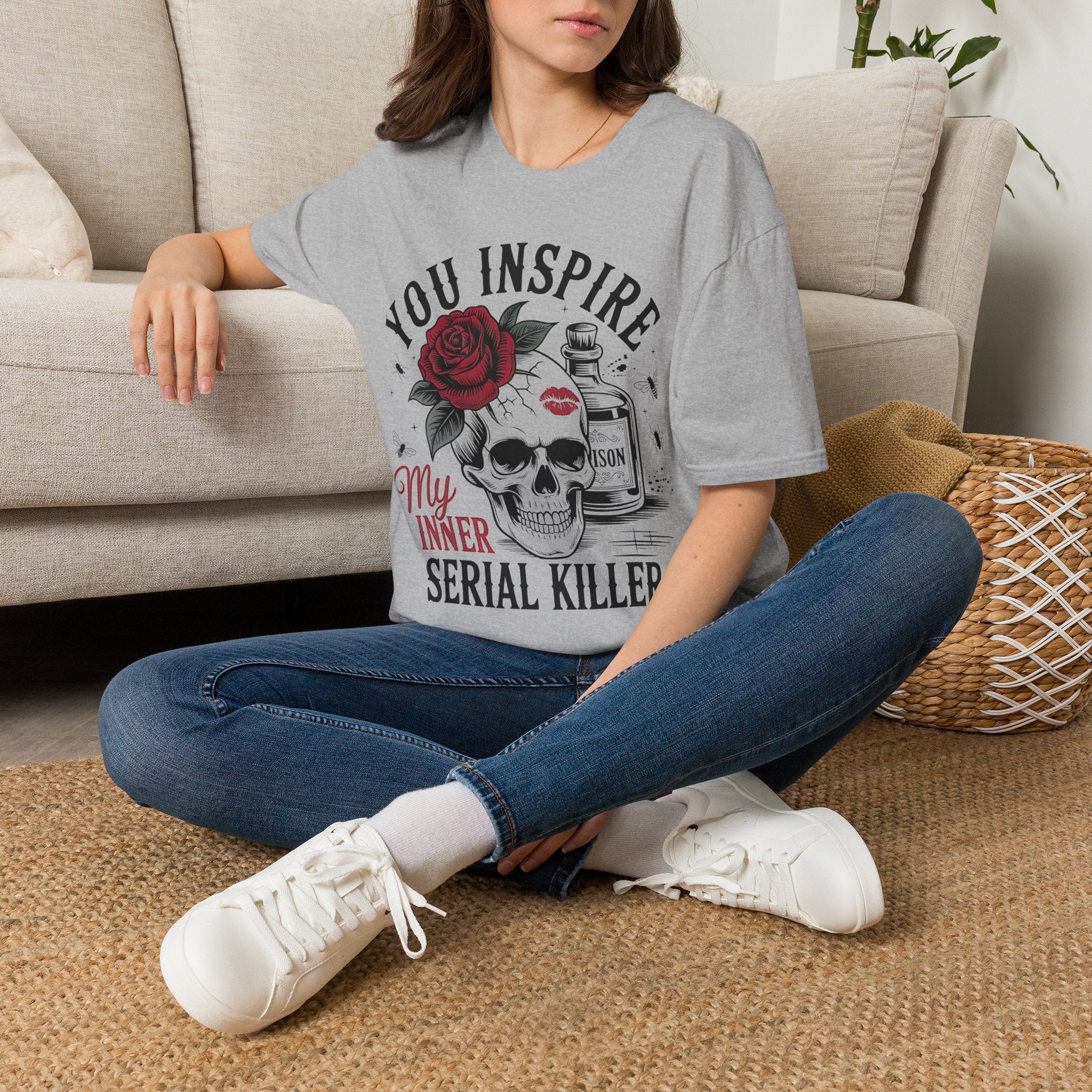 Skull Rose 'You Inspire My Inner Serial Killer' Graphic T-Shirt