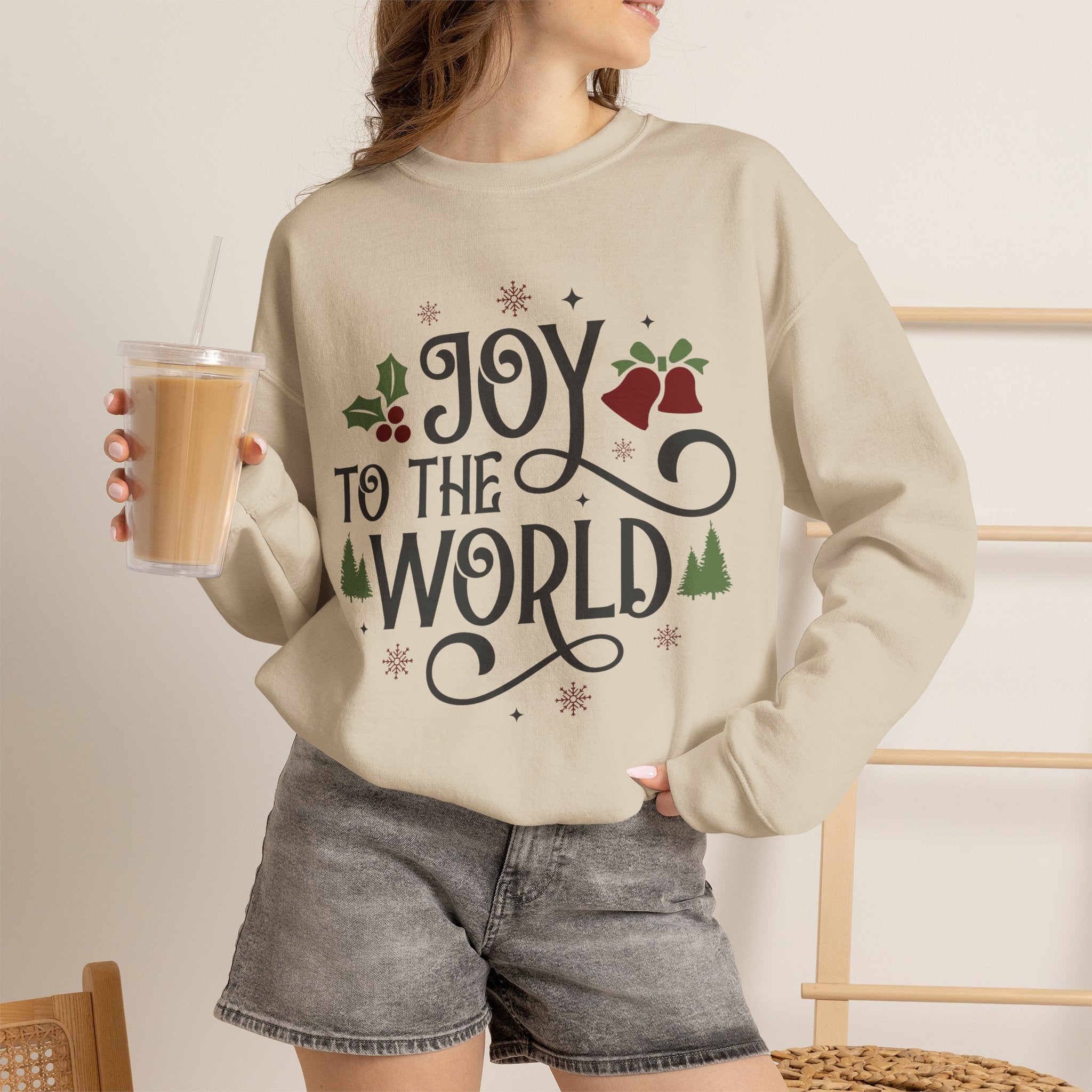Joy to the World Crewneck Sweatshirt — Christmas Holiday Graphic Sweatshirt